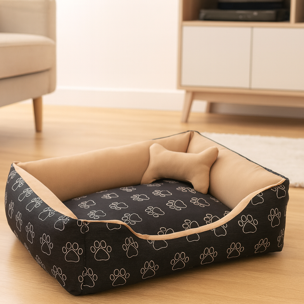 Cama Pet Caminha de Cachorro ou Gato tamanho Médio 60x47 Lavável com Fundo IMPERMEÁVEL + Ossinho – foto na Shopee Brasil