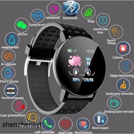 relogio smartwatch redondo Relógio Smartwatch/Band 119 Plus Fitness/Monitor digital À Prova D'água smartwatch masculino – foto na Shopee Brasil
