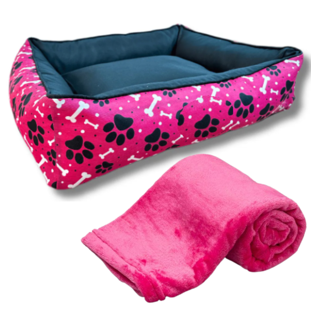 Cama + Cobertinha Para Cachorro Manta Fêmea Cachorro Rosa Caminha Cobertor Kit – foto na Shopee Brasil