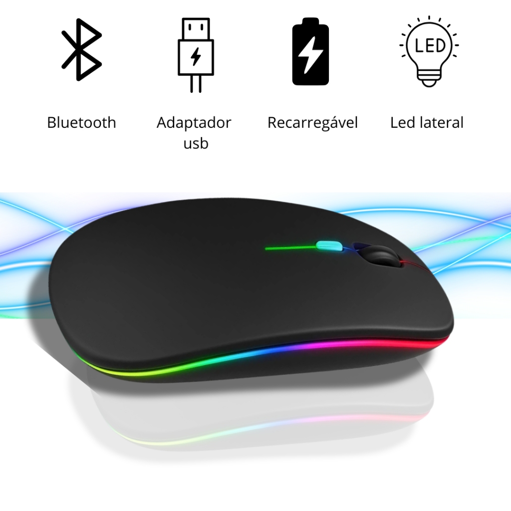 Mouse Sem Fio Bluetooth Portátil Recarregavel Bateria Notebook Tablet Windows mac Linux iPad – foto na Shopee Brasil