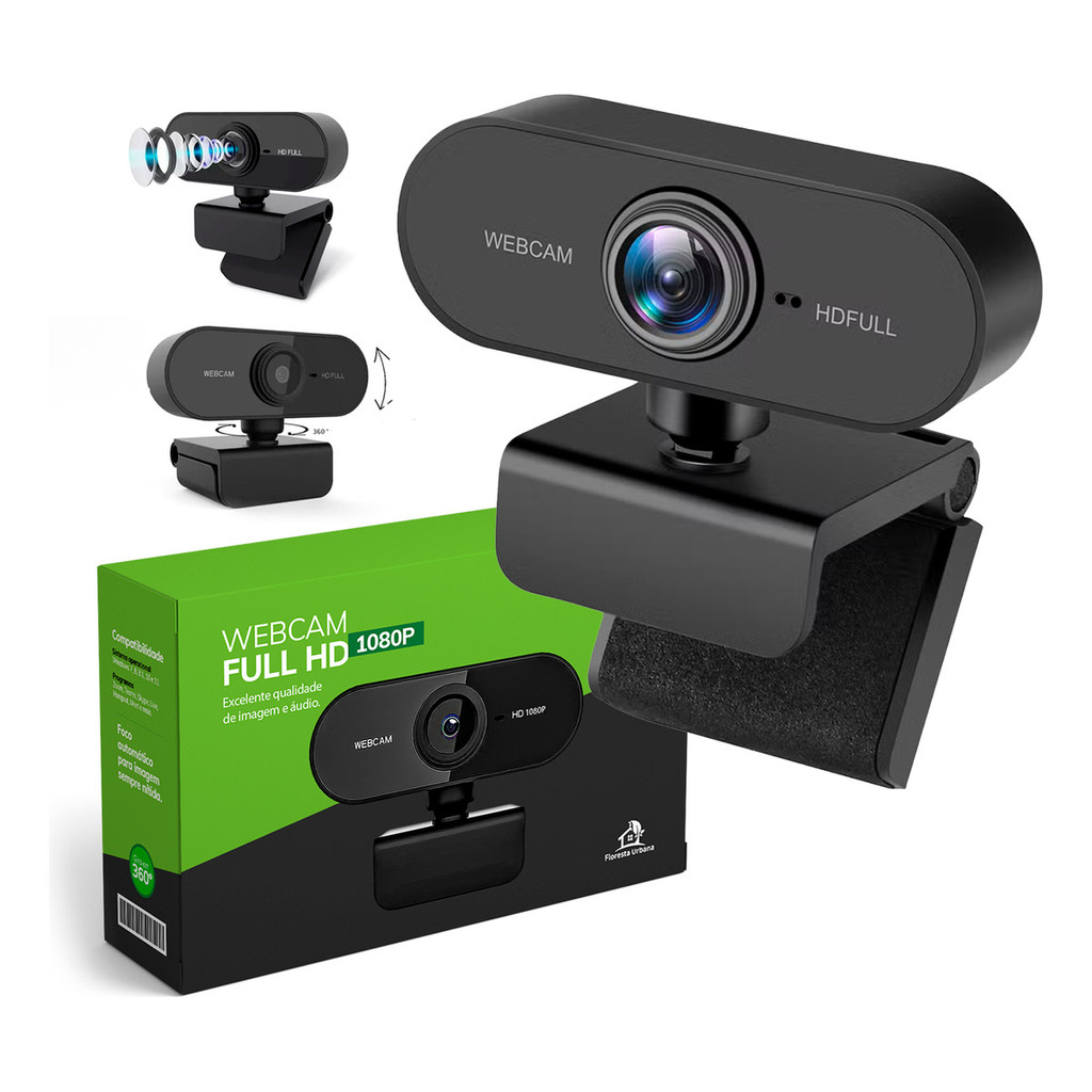 Webcam Câmera Full Hd 1080p 360 Graus Videoconferência Streamcam Web Cam Entrada Usb Com Microfone – foto na Shopee Brasil