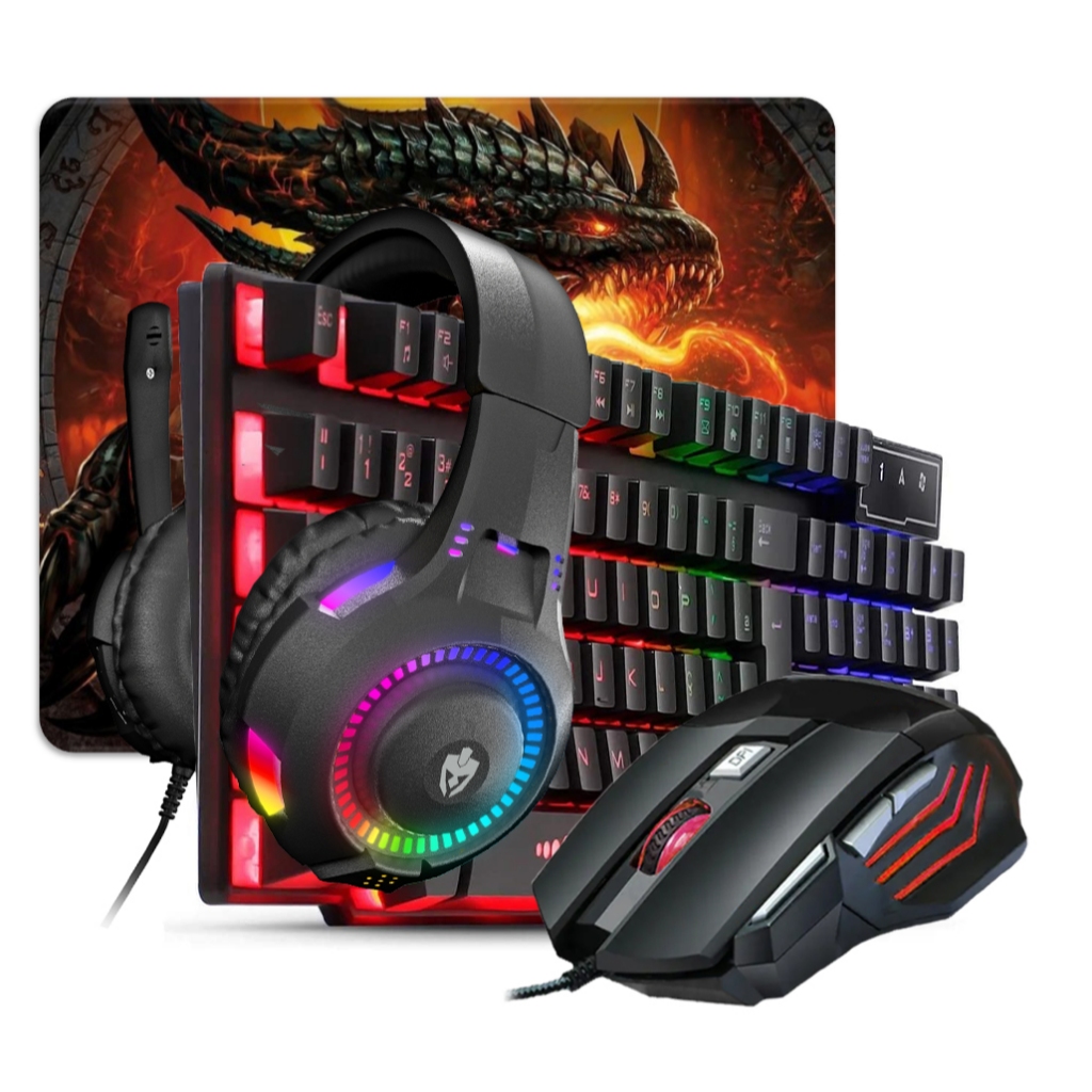 Combo Gamer Periféricos Teclado Mouse Rgb Mouse Pad Headset com fio Computador Notebook Vídeogame – foto na Shopee Brasil