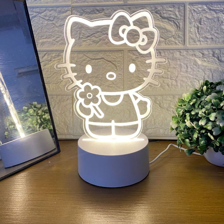 Luminária Hello Kitty 3D Led Decoração Abajur Kids Iluminação Led Fixa Branco Quente – foto na Shopee Brasil