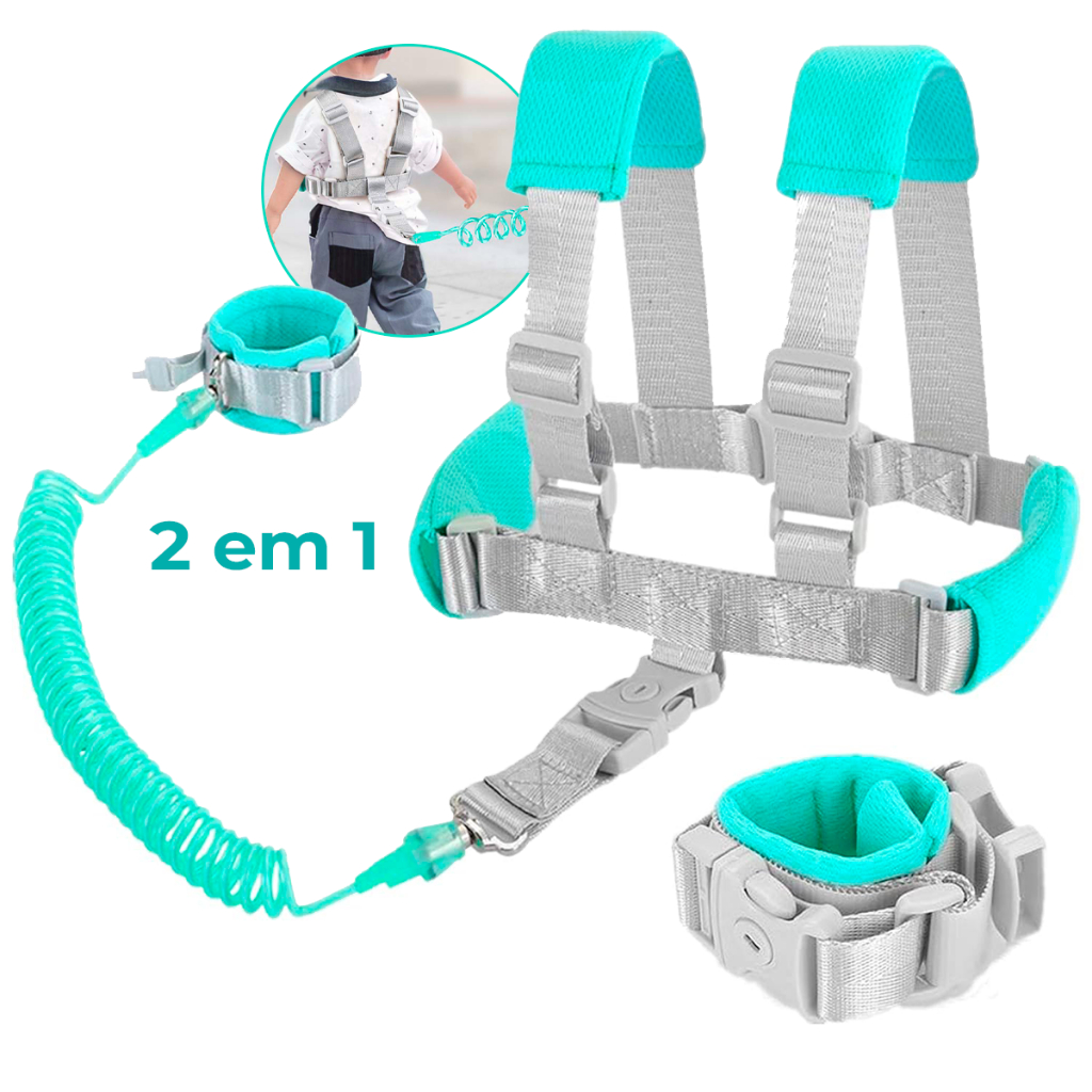 Coleira Infantil Mochila Colete Guia De Segurança Com Trava Criança Autismo Bebê Pulseira Anti Perda – foto na Shopee Brasil