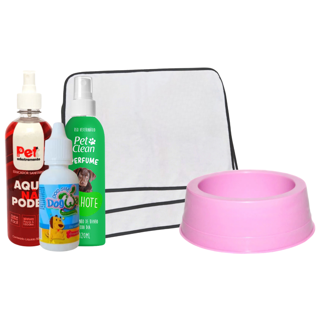 Kit 3 Tapetes Higiênicos P/Pets + Pote Para Ração e Água Pet + Perfume Pet Clean P/Pets 120ml + Educador Sanitário Xixi Sim P/Pets 20ml + Educador Aqui Não Pode 500ml – foto na Shopee Brasil