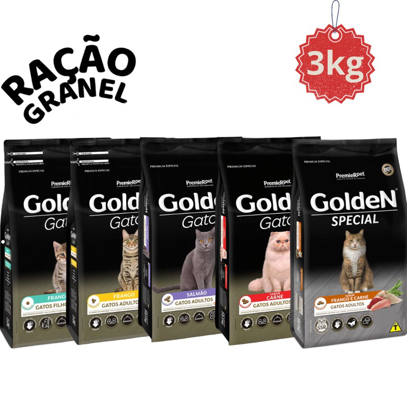 Ração Para Gato PremieR Pet Golden Cat - Ração Gato 3Kg – foto na Shopee Brasil
