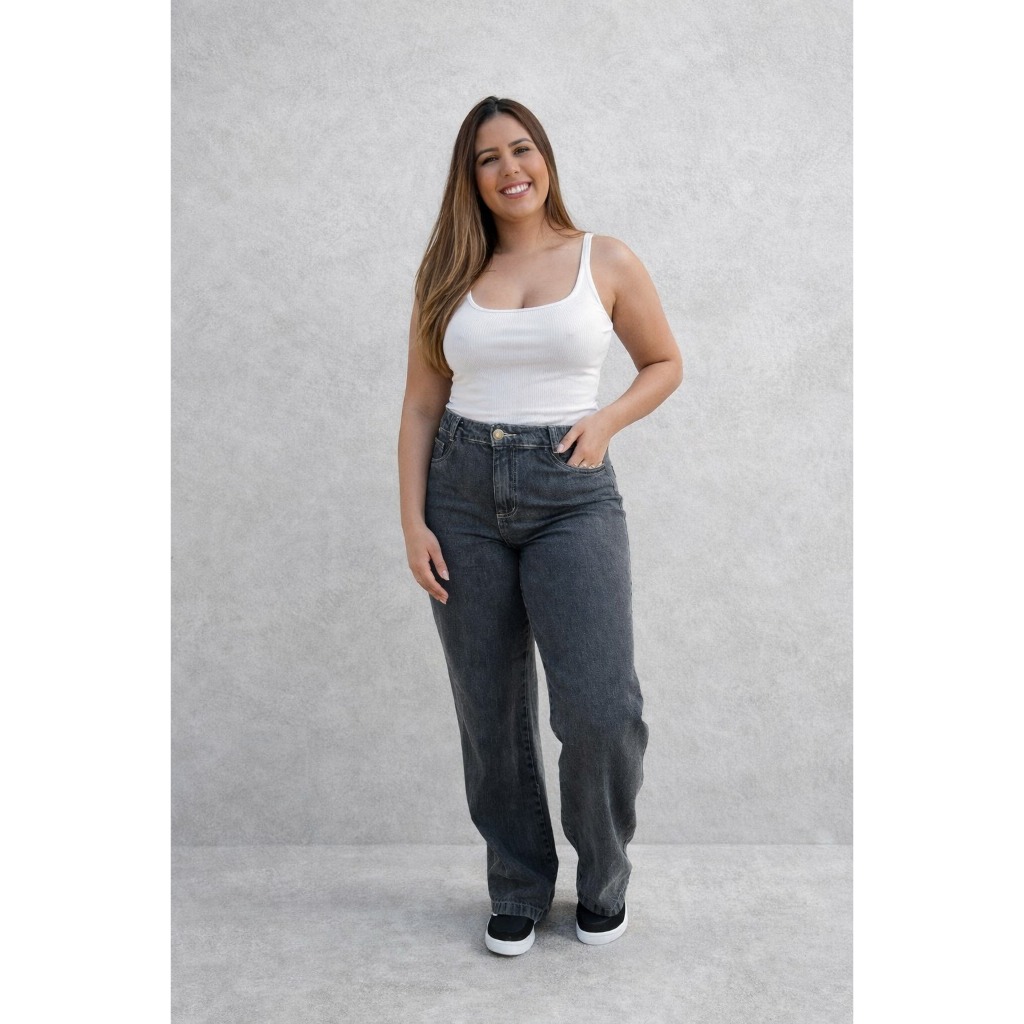 Calça Jeans Feminina Wide Leg Calça Jeans Reta Cintura Alta Calça Jeans Moda Feminina Calça Jeans Estilosa Jeans Escuro – foto na Shopee Brasil