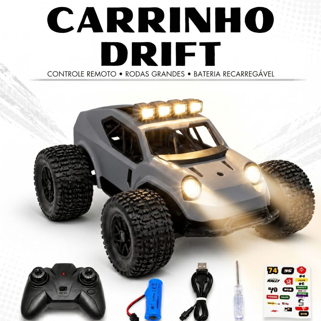 Carrinho de Controle Remoto Off-Road Drift Com Faróis de LED Super Resistente Brinquedo Menino – foto na Shopee Brasil
