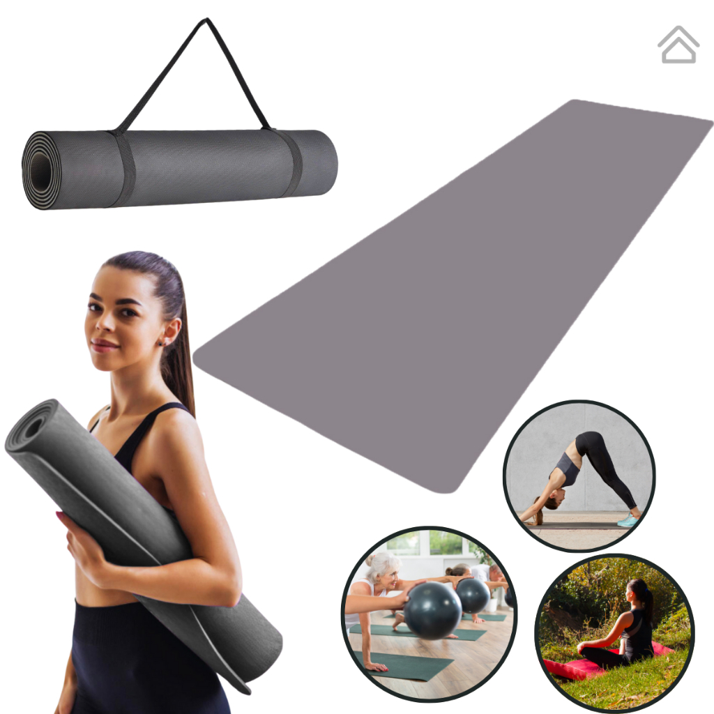 Tapete Yoga Mat Colchonete Tatame 1,70mx55cmx5mm Exercício em Casa – foto na Shopee Brasil