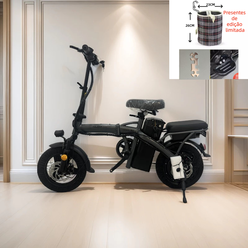 Bicicleta elétrica dobrável para adultos NUDA, pedal tripulado, compras ao ar livre, viagem – foto na Shopee Brasil
