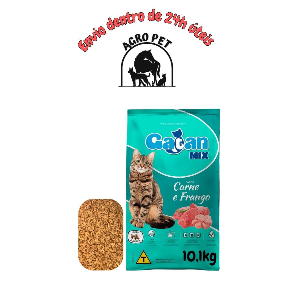 Ração Gatan Mix Para Gatos Adultos Sabor Carne E Frango 10,1kg-RAÇÃO para  GATO ADULTO SEM CORANTES. – foto na Shopee Brasil