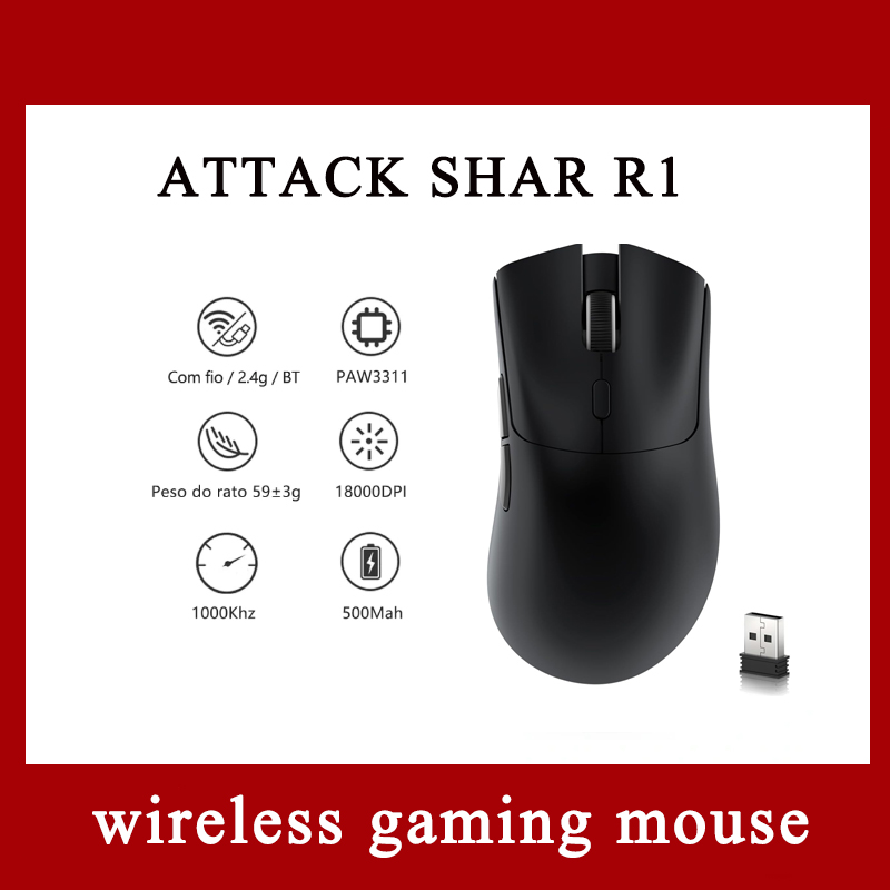 Mouse Gamer Sem Fio Bluetooth ATTACK SHAR R1 18000DPI PAW3311 Conexão Tri-modo Sem Fio, Mouse Gamer com Macro – foto na Shopee Brasil
