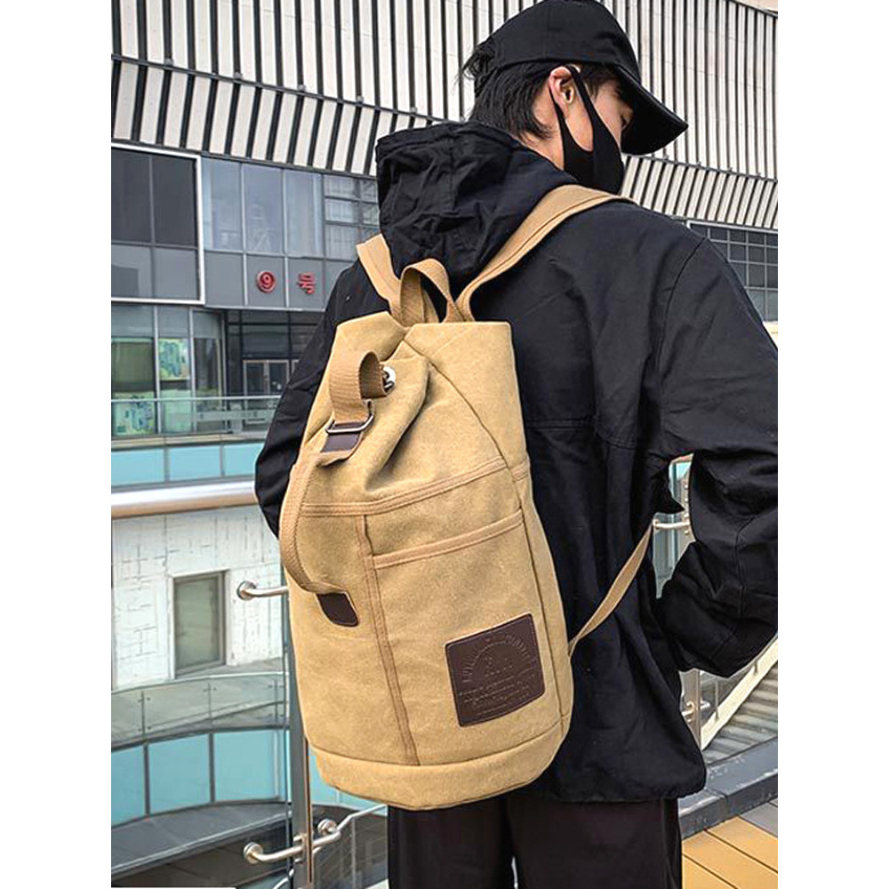 Mochila masculina mochila masculina mochila esportiva saco de viagem lona saco Casual ao ar livre mochila balde saco – foto na Shopee Brasil