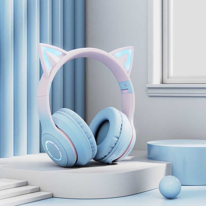 Sem fio luminoso bluetooth fone de ouvido gato fone de ouvido bluetooth jogo crianças fone de ouvido bluetooth – foto na Shopee Brasil