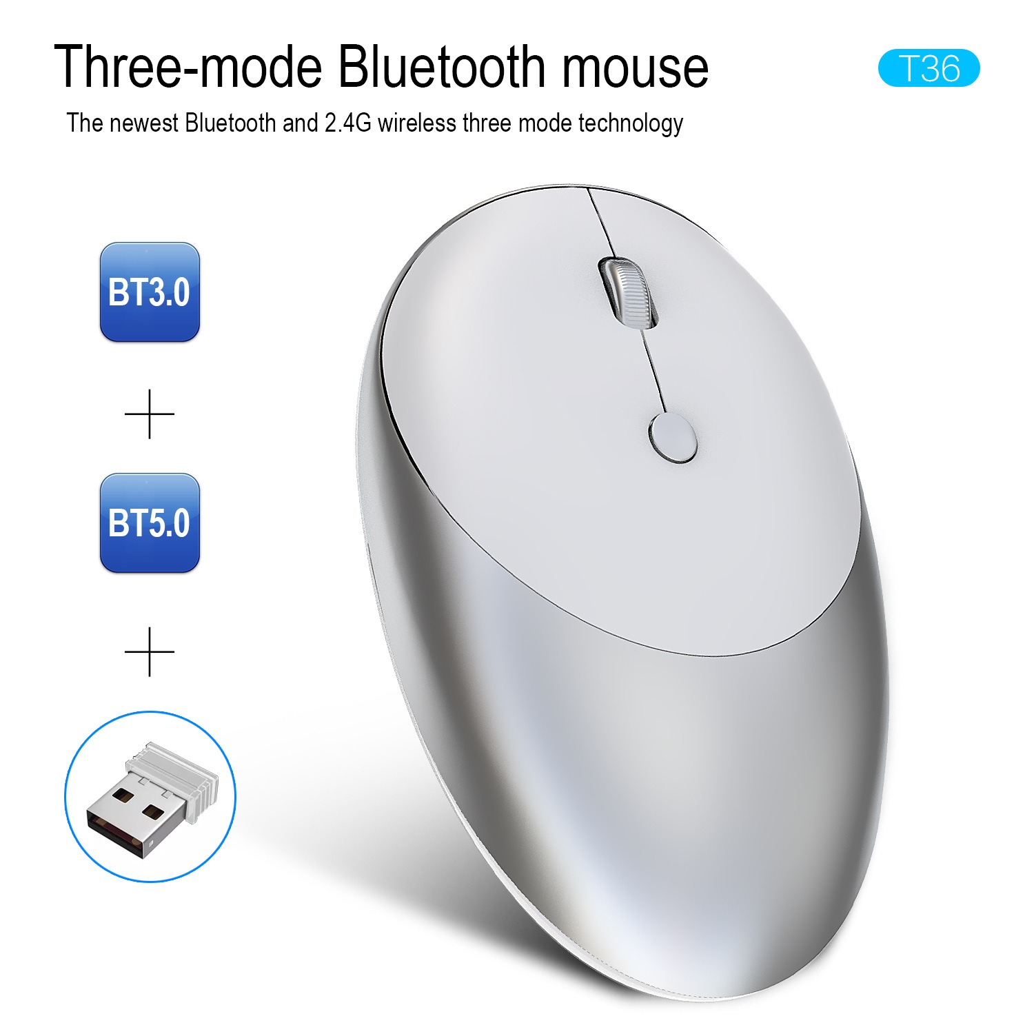 HXSJ T36 Mouse Wireless Mouse 3a Prova do Mouse Bluetooth 5.0 3.0 Mouse T36 2.4g Mouse Sem Fio Design Silencioso – foto na Shopee Brasil