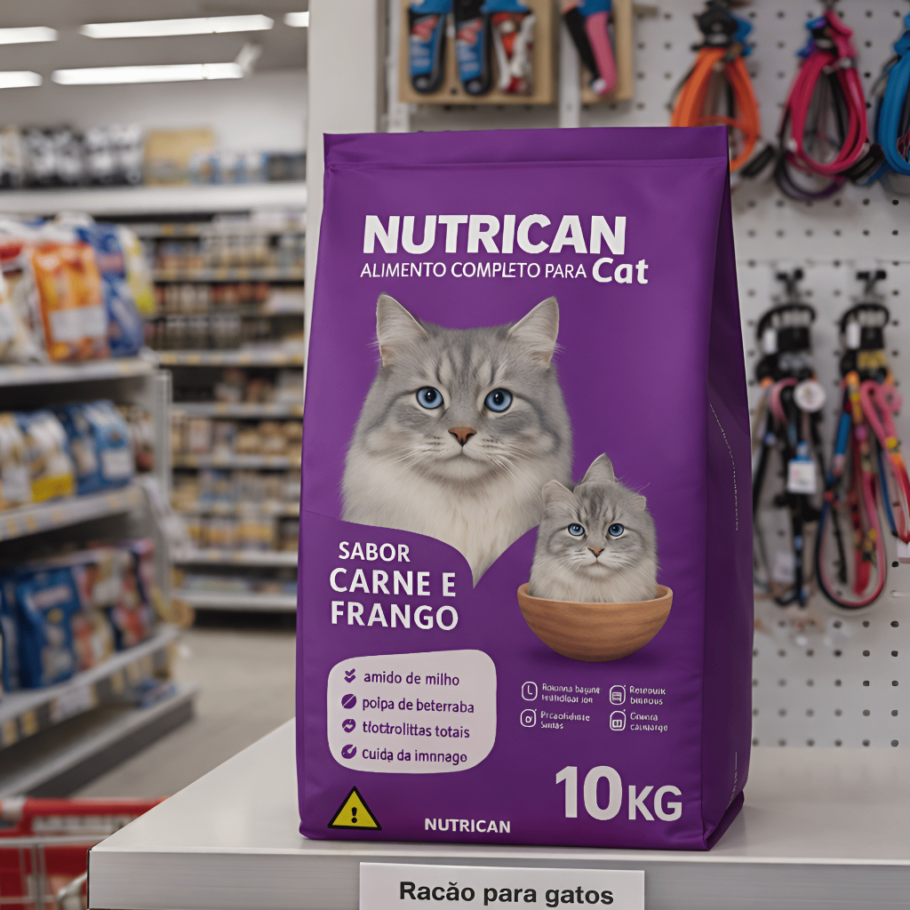 Ração Para Gatos Nutrican Cat 10kg Sabor Carne e Frango Premium – foto na Shopee Brasil