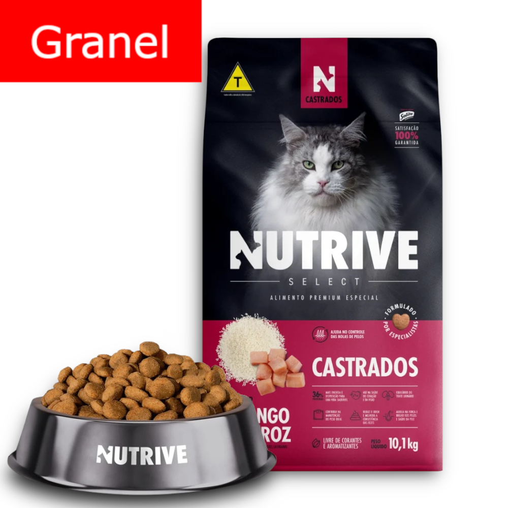 Ração Nutrive Select Gatos Castrados Sabor Frango e Arroz Ração a granel para gatos Nutrive para Gatos Castrados – foto na Shopee Brasil
