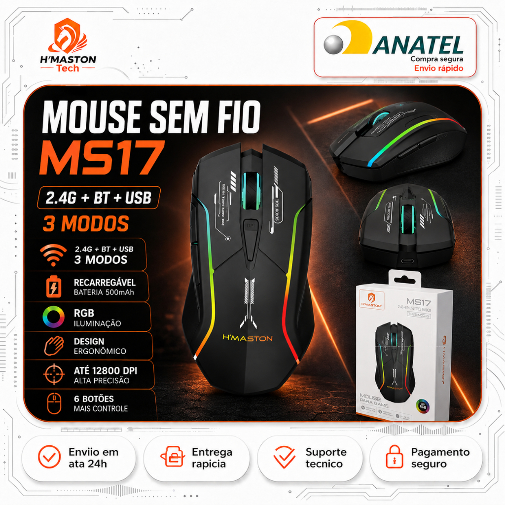 H'Maston MS17 Mouse Sem Fio Para Notebook Mouse Com Fio Mouse Gamer Sem Fio Mouse Sem Fio Recarregável Mouse Bluetooth – foto na Shopee Brasil