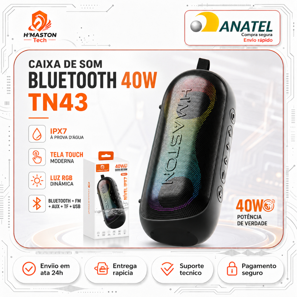H'maston TN43 Caixinha De Som Bluetooth Caixa De Som Bluetooth Portátil Caixa De Som Bluetooth Caixa Som Caixa Bluetooth – foto na Shopee Brasil