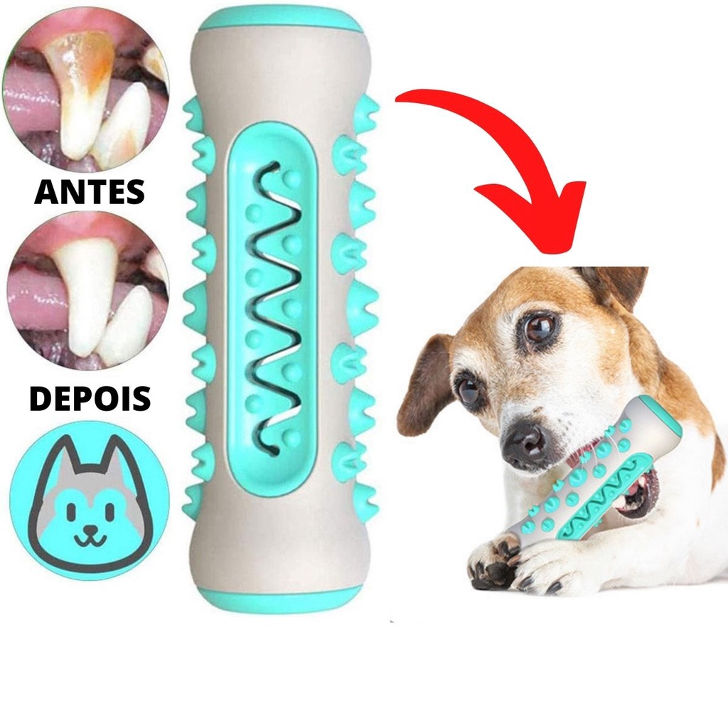 Brinquedo Pet 3x1 Mordedor Osso Massageador Gengiva Removedor Tártaros Escova de Dente Para Pets – foto na Shopee Brasil