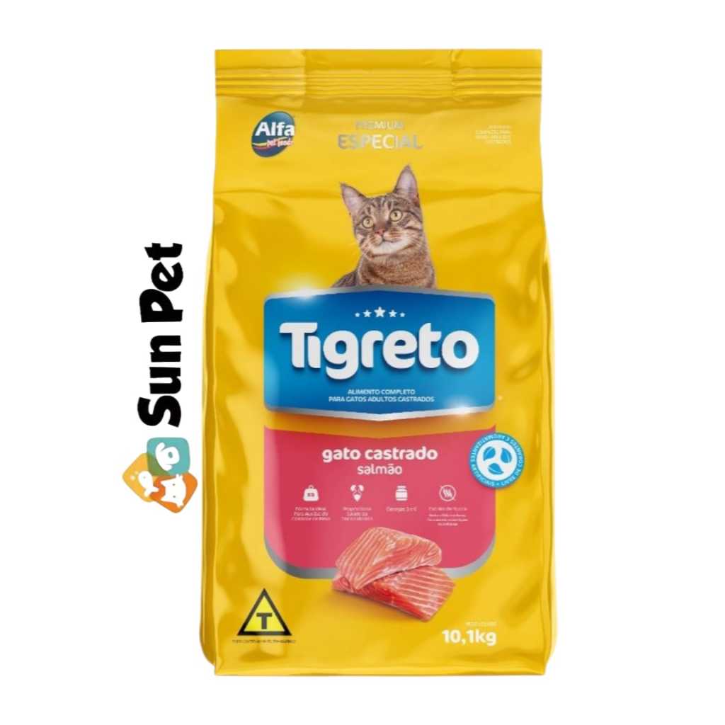 Ração para gatos Tigreto Gato Castrado Premium Especial Ração Gato Castrado Salmão 10,1kg – foto na Shopee Brasil