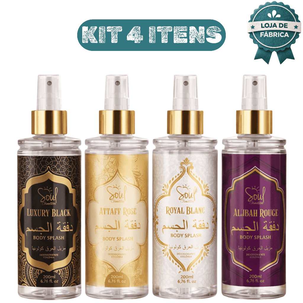 Kit 4 Body Splash Árabe Importado Luxury Attaff Rose Royal Blanc Allibah Rouge Perfumes – foto na Shopee Brasil