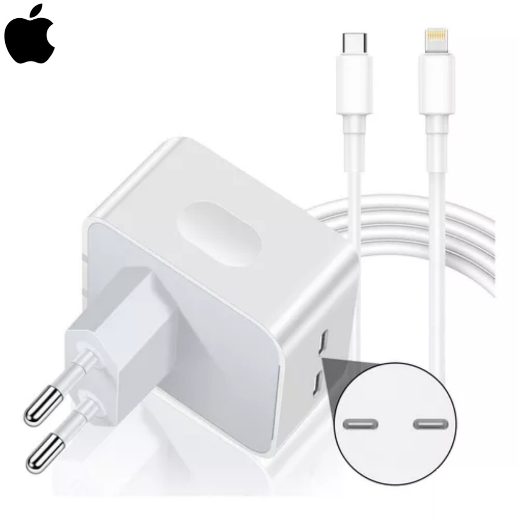 Carregador Fonte IPhone Turbo + Cabo iPhone Turbo Carregador Fonte Usb C Duplo 50W iPhone Turbo 2 Portas Fonte PD Turbo – foto na Shopee Brasil