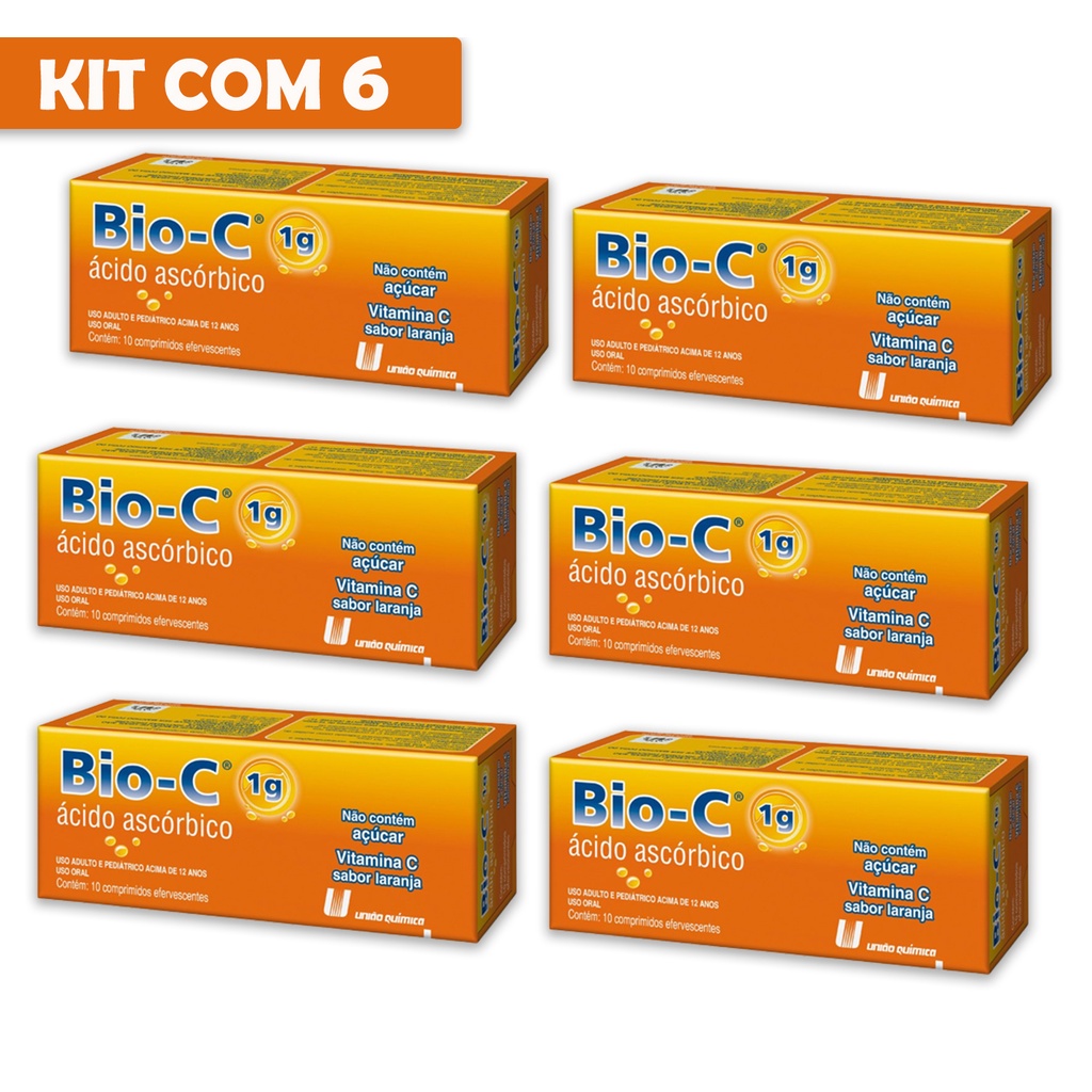 Kit C/6 Bio C 1g C/60 Cpr Efervescentes - Vitamina C Laranja – foto na Shopee Brasil
