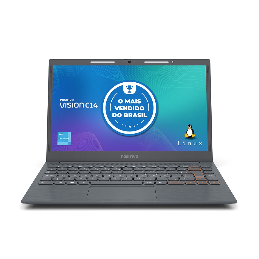 Notebook Positivo Vision C14 Intel® Celeron® Linux 4GB 128GB eMMC 14” HD Lumina BAR – Cinza – foto na Shopee Brasil