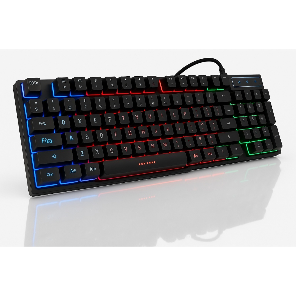 Teclado Gamer Semi Mecânico Com Led Rgb Usb Português/BR Pc Ps4 – foto na Shopee Brasil