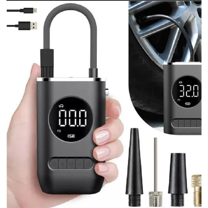 Compressor De Ar Elétrico Portátil Digital Ncher Pneu Carro Moto Bike Bicicleta Bola Piscina Inflável – foto na Shopee Brasil