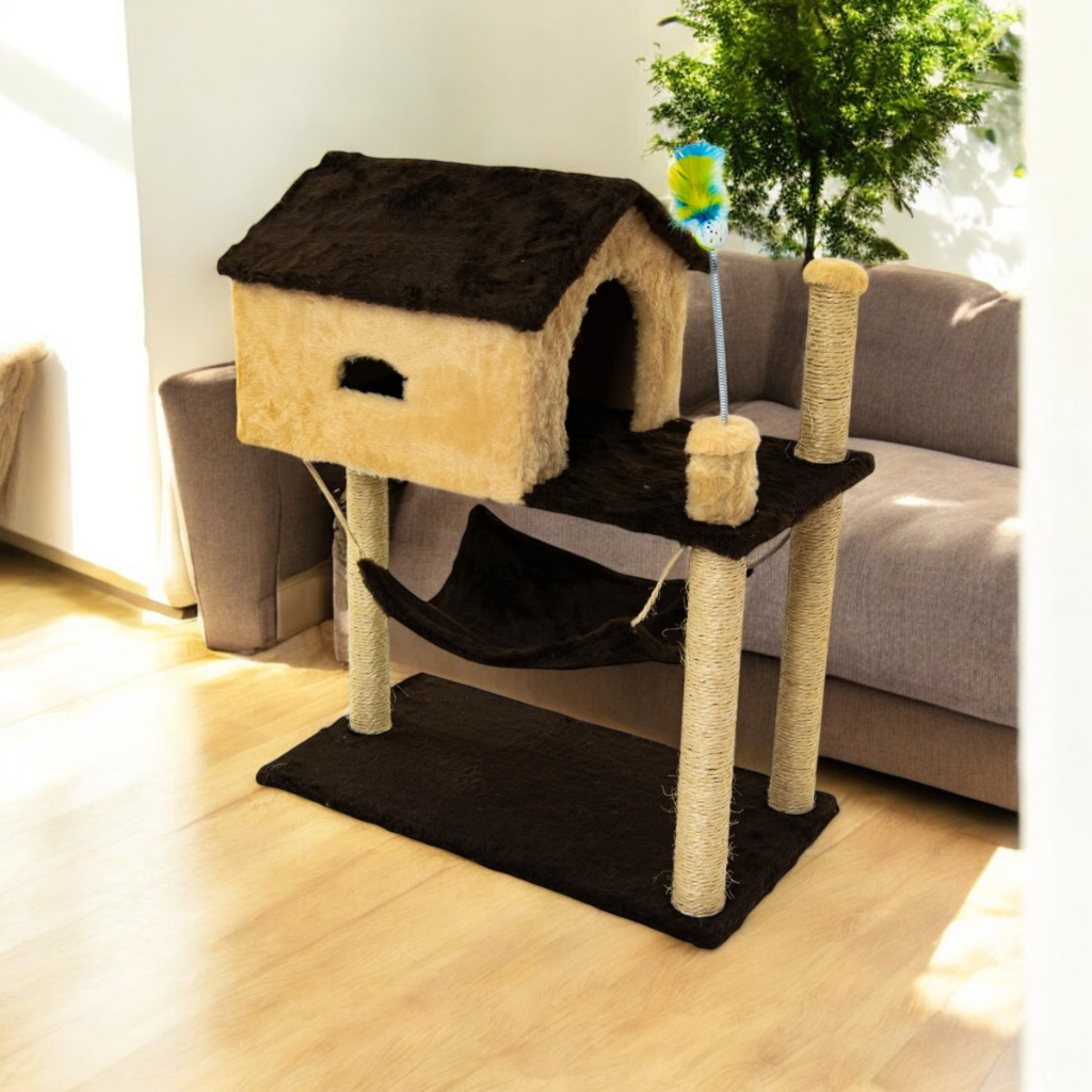 Arranhador Para Gatos Com Casinha Playground – foto na Shopee Brasil