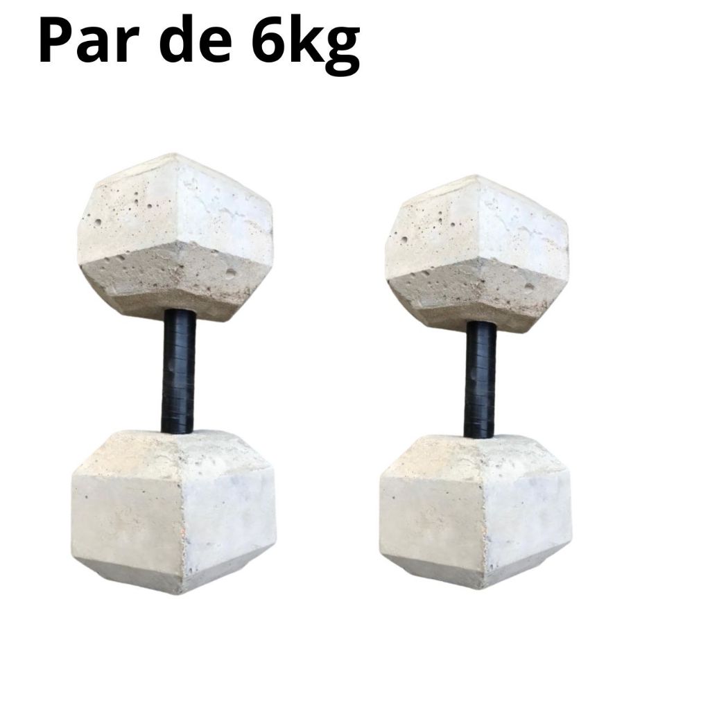 Par de Halter de 6kg - Halter sextavado de cimento sem acabamento Treino em casa - Halter de 6kg – foto na Shopee Brasil
