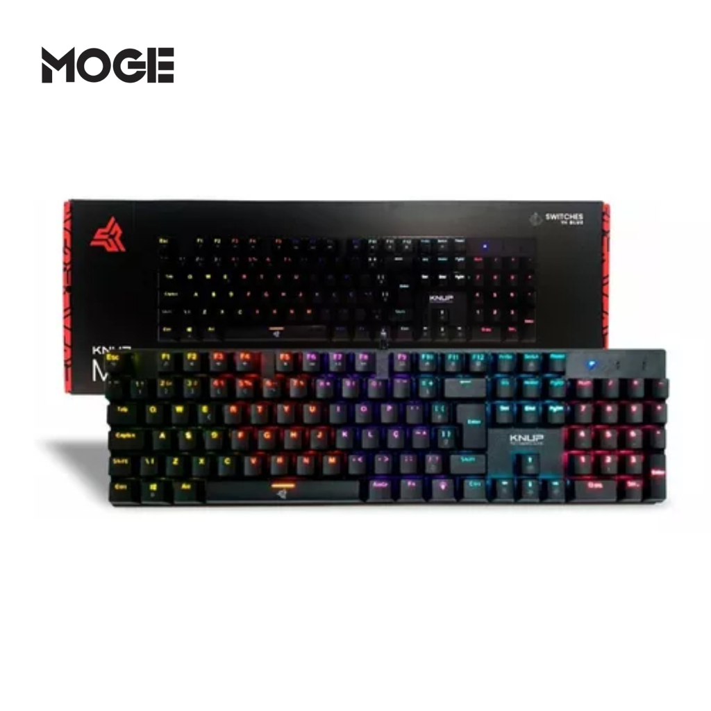 Teclado Gamer Mecânico RGB | USB | Switch Blue | ABNT2 Português | LED Multicolor – foto na Shopee Brasil
