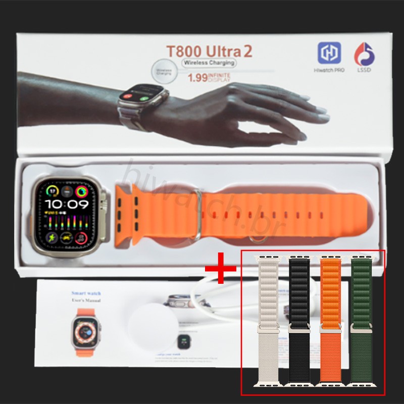 2025 Novo T800 Ultra 2 Series 9 Resposta Ao Gesto Smart Watch Carregador Sem Fio À Prova D'água SmartWatch Esportivo – foto na Shopee Brasil