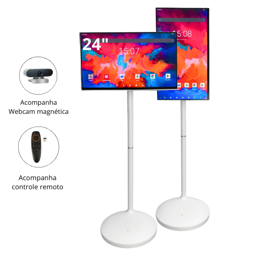 Monitor Touch 24″ Tela Interativa Full HD WiFi Webcam Magnética Pedestal Ajustável Controle Remoto – foto na Shopee Brasil