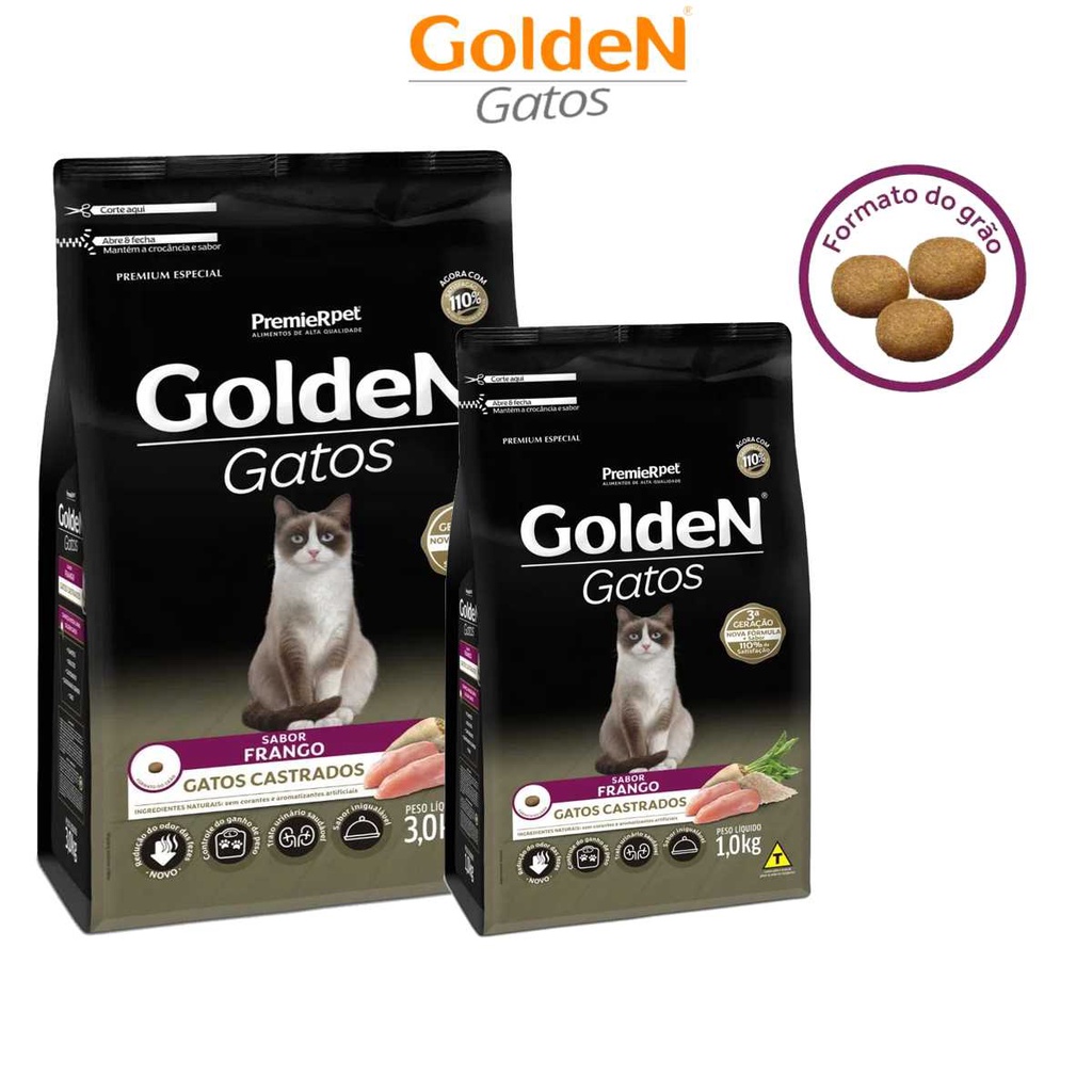Ração Golden Gatos Sabor Frango Para Gato Adulto Castrado – foto na Shopee Brasil
