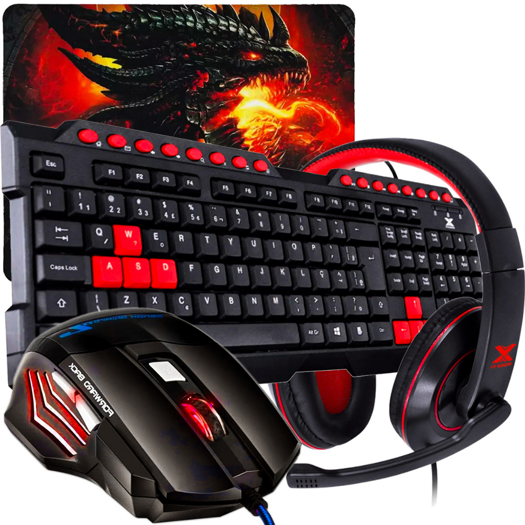 Kit Gamer Headset Gamer Com Microfone + Teclado Gamer ABNT2 + Mouse Gamer Led 7 Cores Sensor Óptico – foto na Shopee Brasil