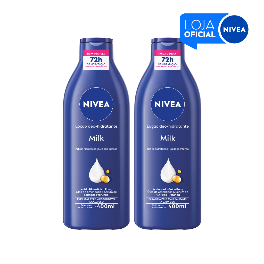 KIT NIVEA Loção Hidratante Milk Pele Seca a Extrasseca 400ml 2 Unidades BBB 26 – foto na Shopee Brasil