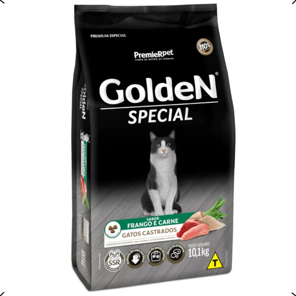 RAÇÃO GOLDEN SPECIAL GATO CASTRADO 10KG – foto na Shopee Brasil