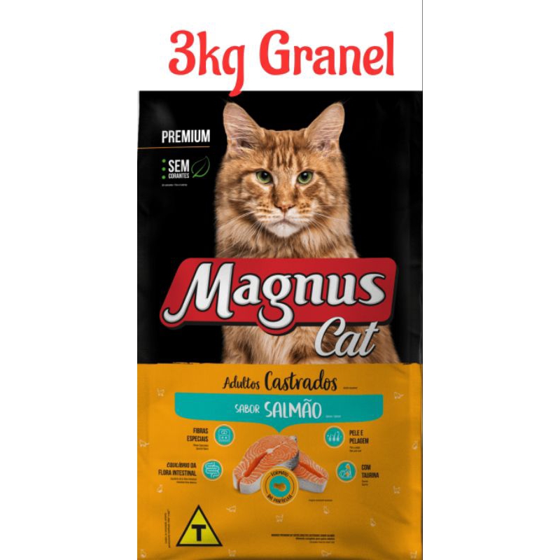 3kg Granel, Magnus Cat Salmão, Ração Premium, Gatos Castrados, ração para gatos adultos castrados. – foto na Shopee Brasil