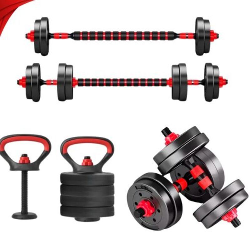 Kit Treino Funcional 10/15/20kg Halteres Barra Supino Kettlebell Preto – foto na Shopee Brasil