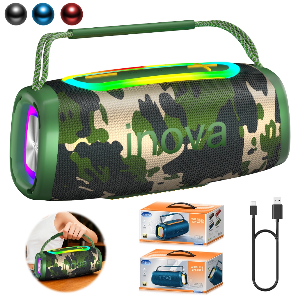 INOVA Caixa De Som 16W TWS Caixa De Som Bluetooth Grande RGB Som Estéreo Alta Hifi Ajuste Graves Festa Caixa Som – foto na Shopee Brasil