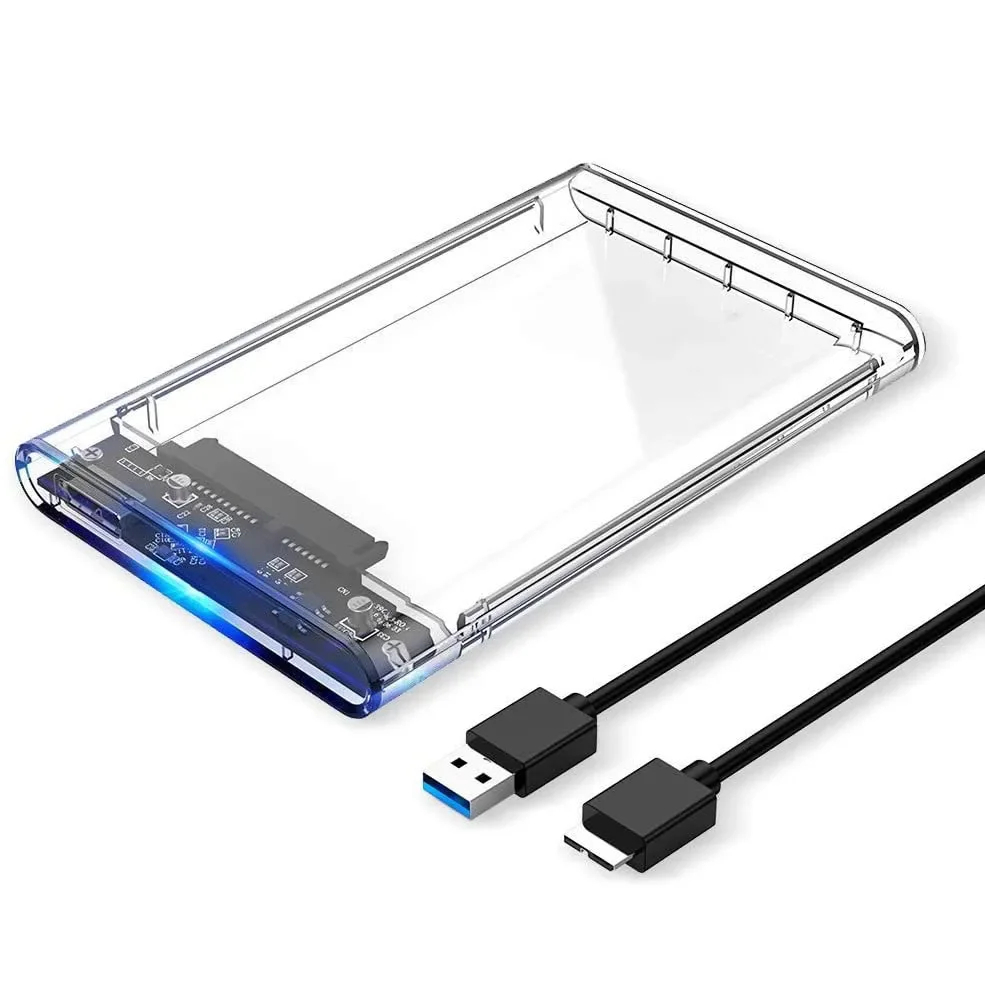 Case Externa para SSD/HD SATA 2.5 transparente com USB 3.0 com cabo destacável – foto na Shopee Brasil