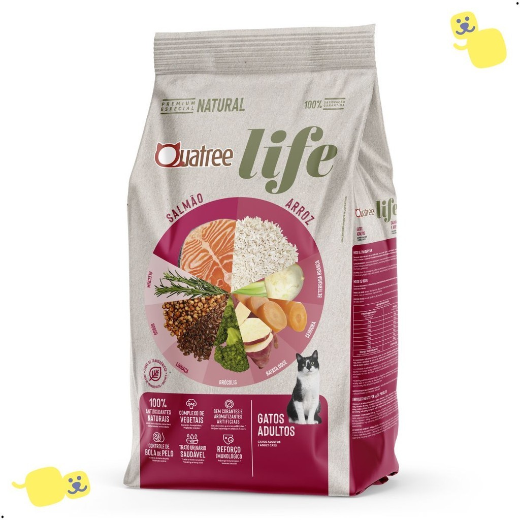 Ração Quatree Life 3Kg Ração Quatree Gatos Adultos Salmão e Arroz Ração Quatree Gatos 3Kg Ração Gato – foto na Shopee Brasil