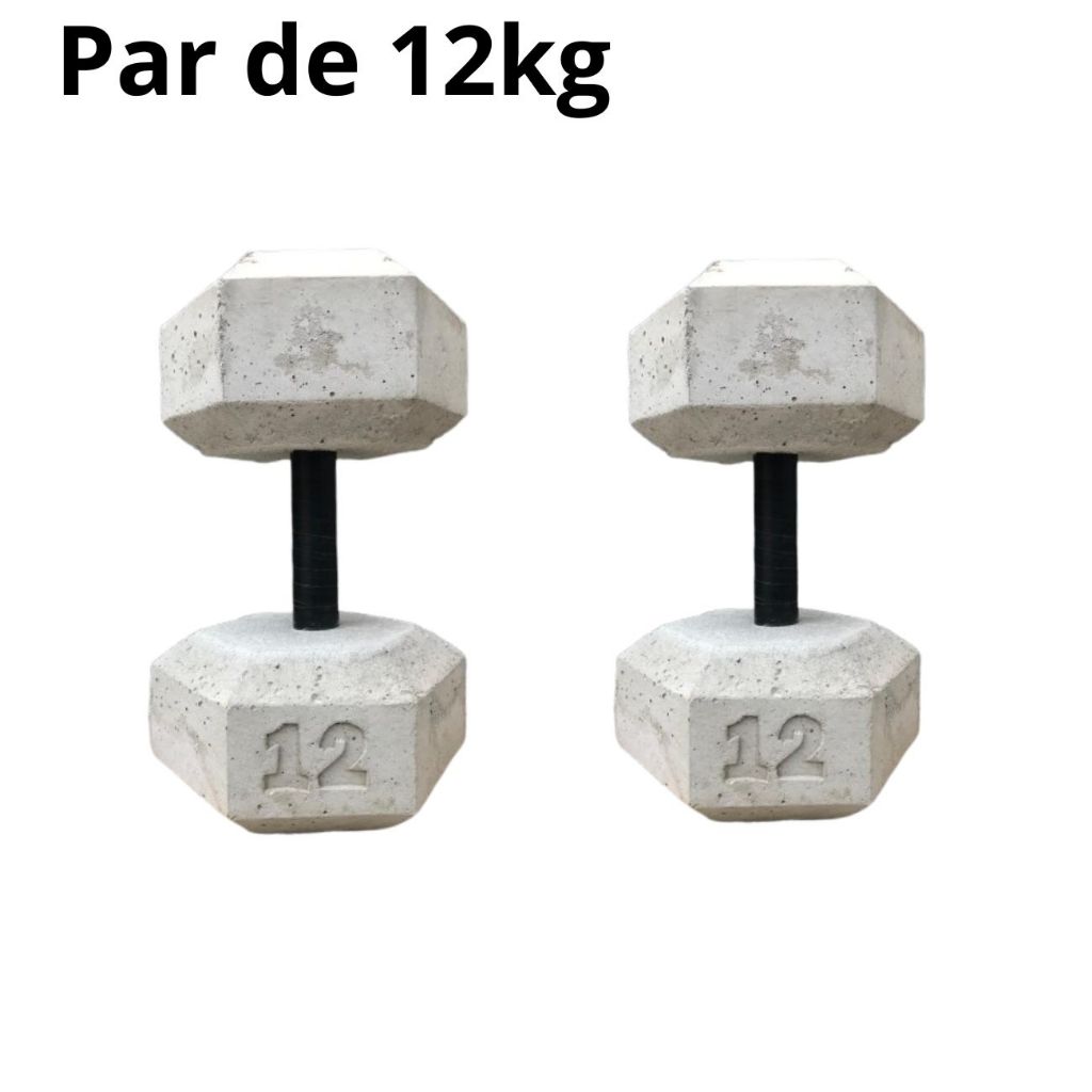 Par de Halter de 12kg - Halter sextavado de cimento sem acabamento Treino em casa - Halter de 12kg – foto na Shopee Brasil