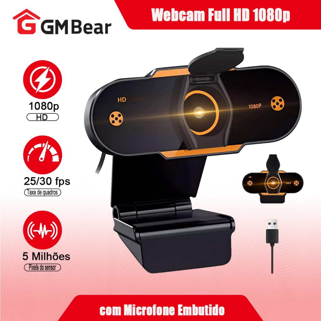 GM Bear Webcam Câmera Full Hd 1080p 360 Graus Videoconferência Streamcam Web Cam Entrada Usb Com Microfone – foto na Shopee Brasil