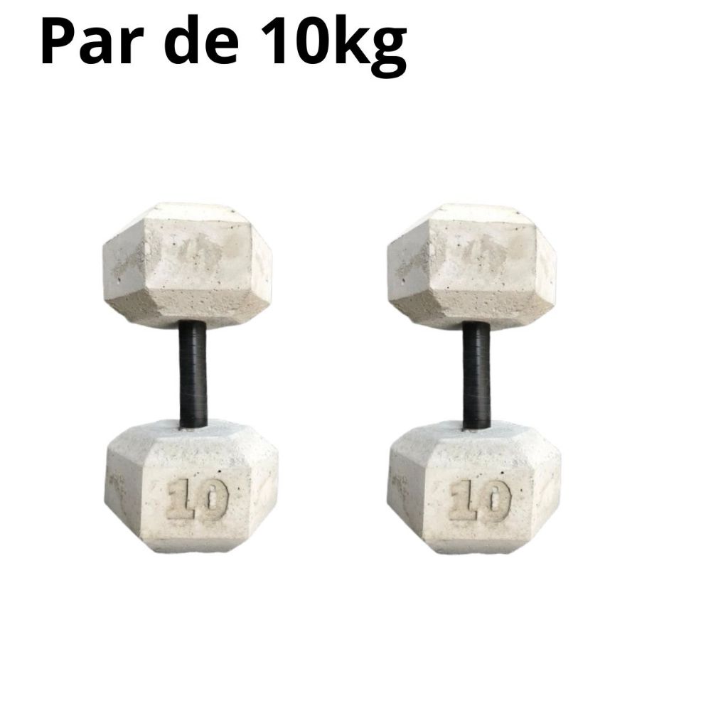Par de Halter de 10kg - Halter sextavado de cimento sem acabamento Treino em casa - Halter de 10kg – foto na Shopee Brasil