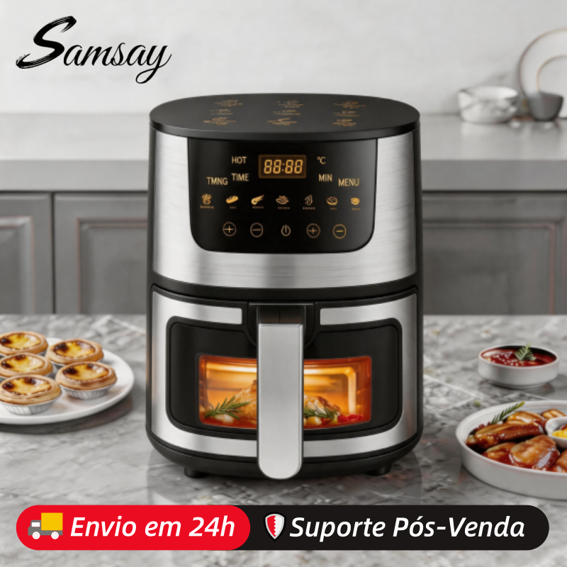 Air Fryer 220v 7L 1800W Touchscreen Digital Fritadeira Sem Óleo Preta 9 Funções Fritadeira Elétrica Air Fryer – foto na Shopee Brasil