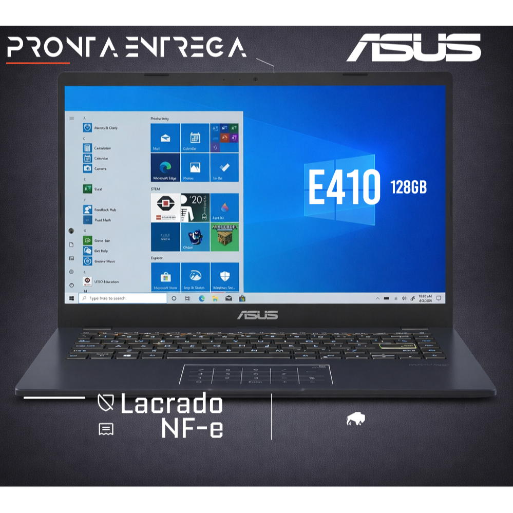 Notebook Asus E410 Intel 128GB SSD DDR4 Webcam Wi-Fi HDMI Full HD Windows 11 Original – foto na Shopee Brasil